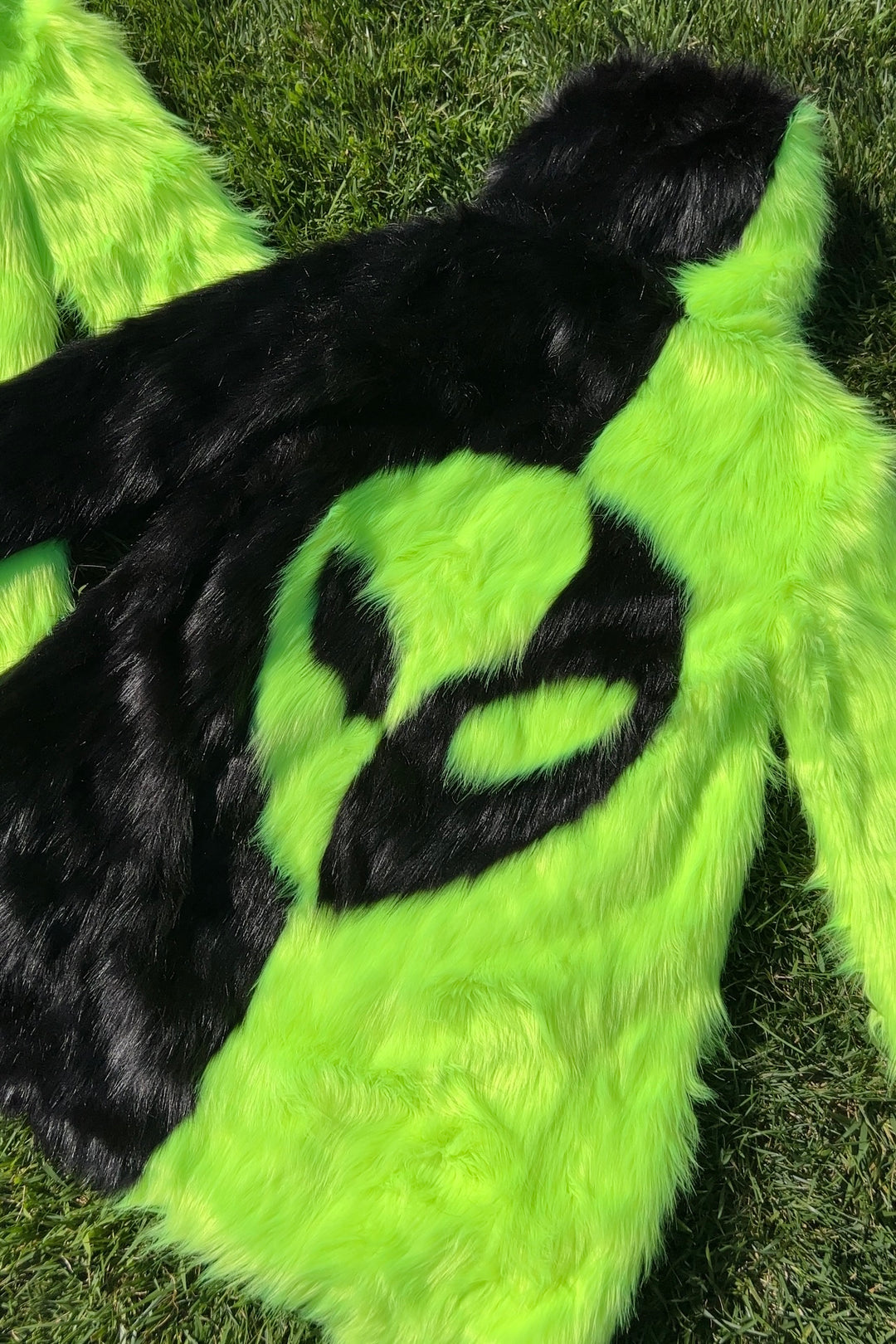 Area 51 Neon Green/Black Fur Coat - Medium
