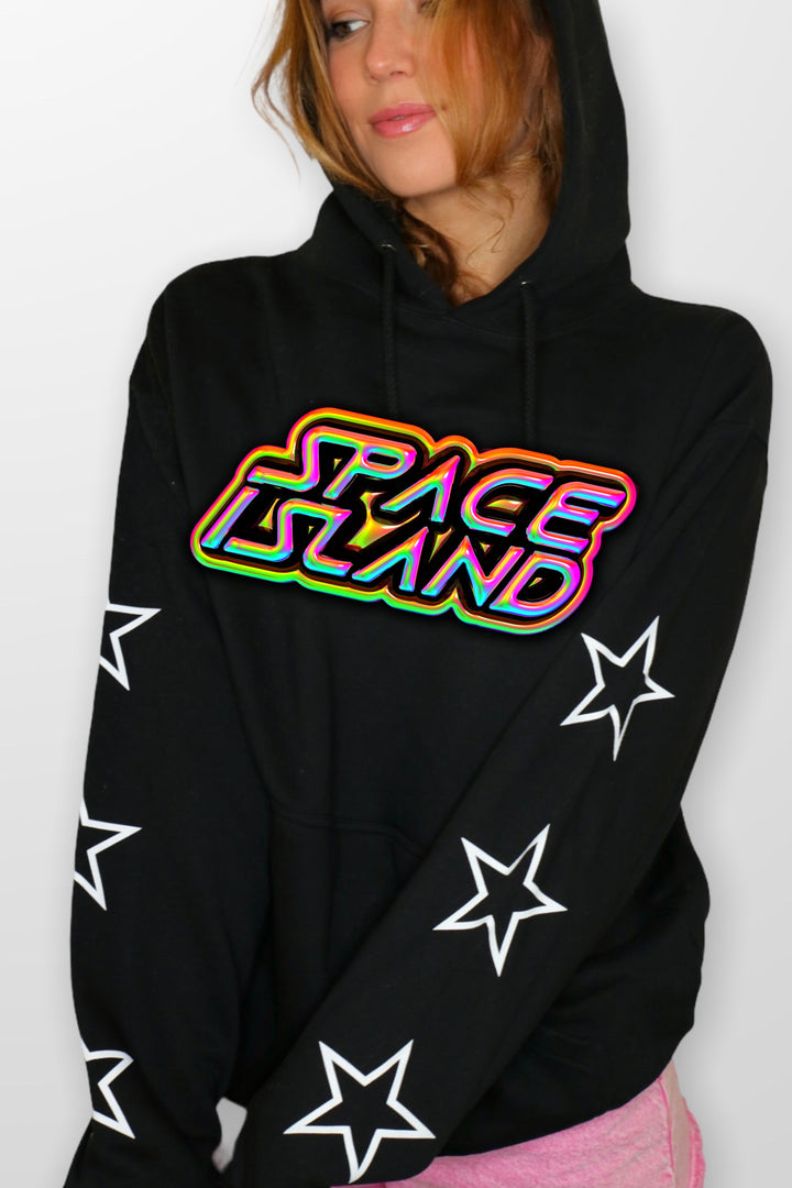 Space Island Stacked Hoodie ☆ Black